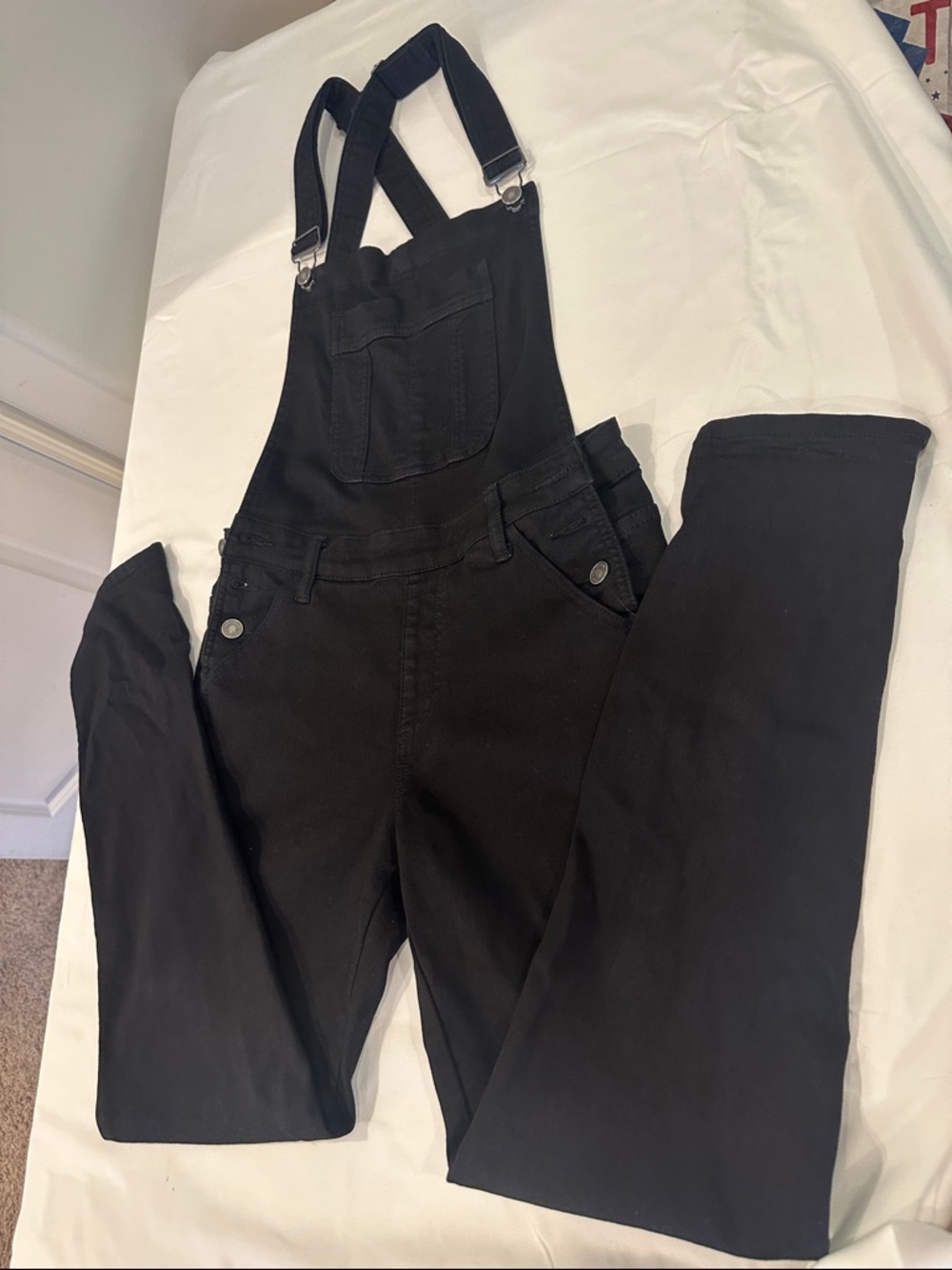 Women's Black Denim Overalls with Adjustable Straps